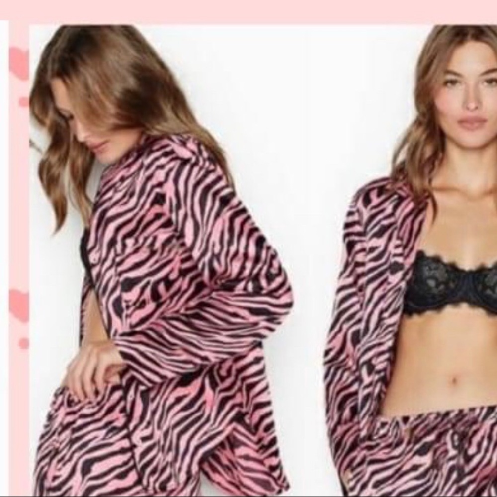 New Victoria Secret PJ Top zebra pink/black long sleeve